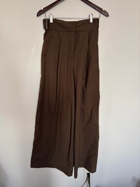 H&M Edition Wide-Leg Trousers in Dark Brown